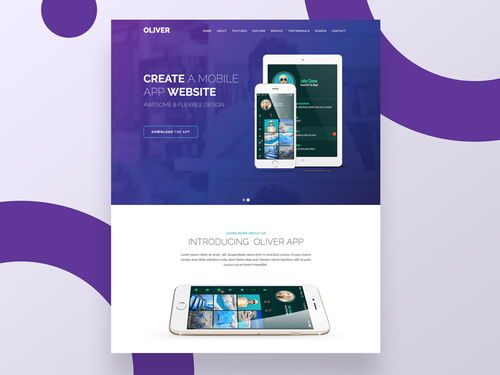 oliver is the ultimate clean and minimal one page parallax app landing page template for advertising and showcasing apps in a sl